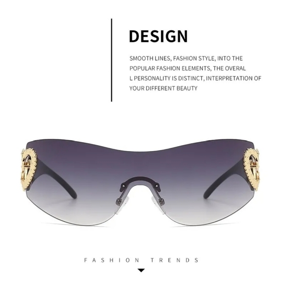 New women's sunglasses heart sides gold/gray or silver/light gray - Picture 8 of 16